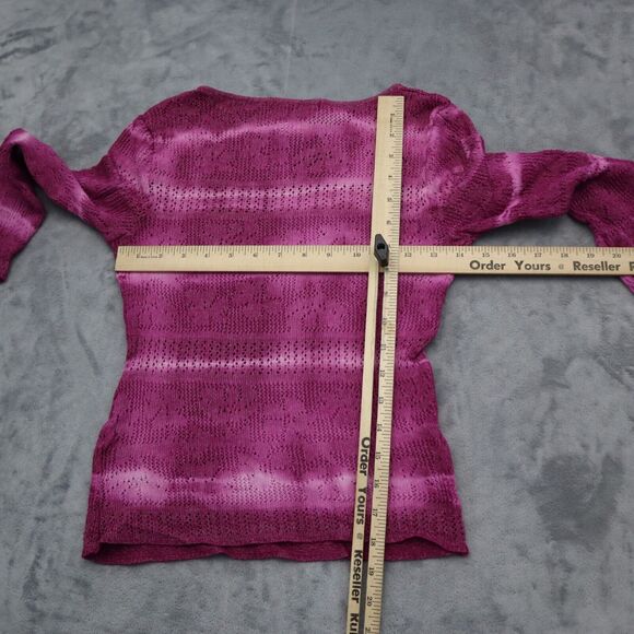 Bisou Bisou Sweater Womens M Purple Long Sleeve Round Neck Tight Knit Pullover - Picture 3 of 16